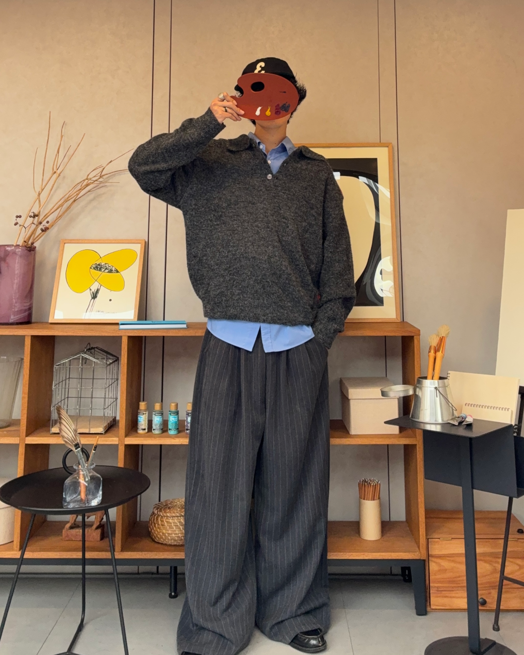 ウールブレンドシャギーニットポロ RR0131