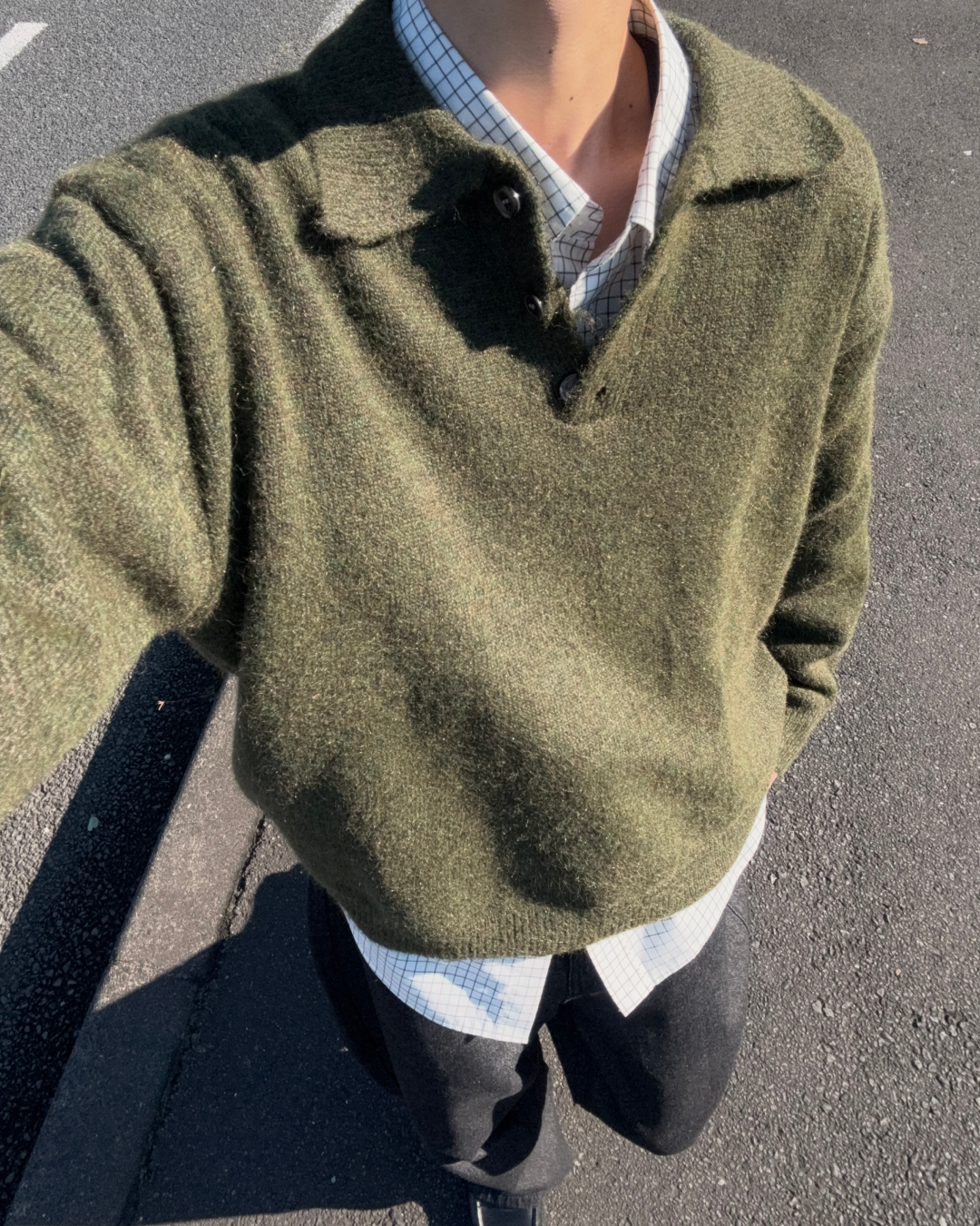 ウールブレンドシャギーニットポロ RR0131