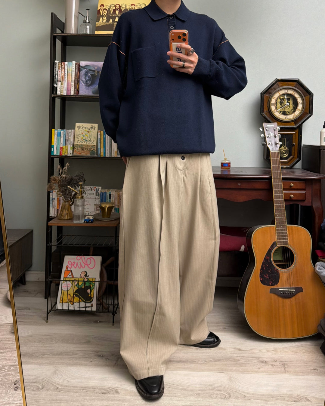 フロントボタンストライプパンツ RR0177