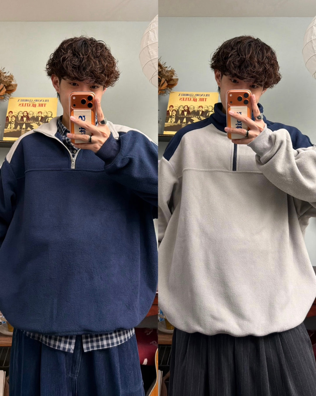 バイカラーハーフジッププルオーバー RR0241