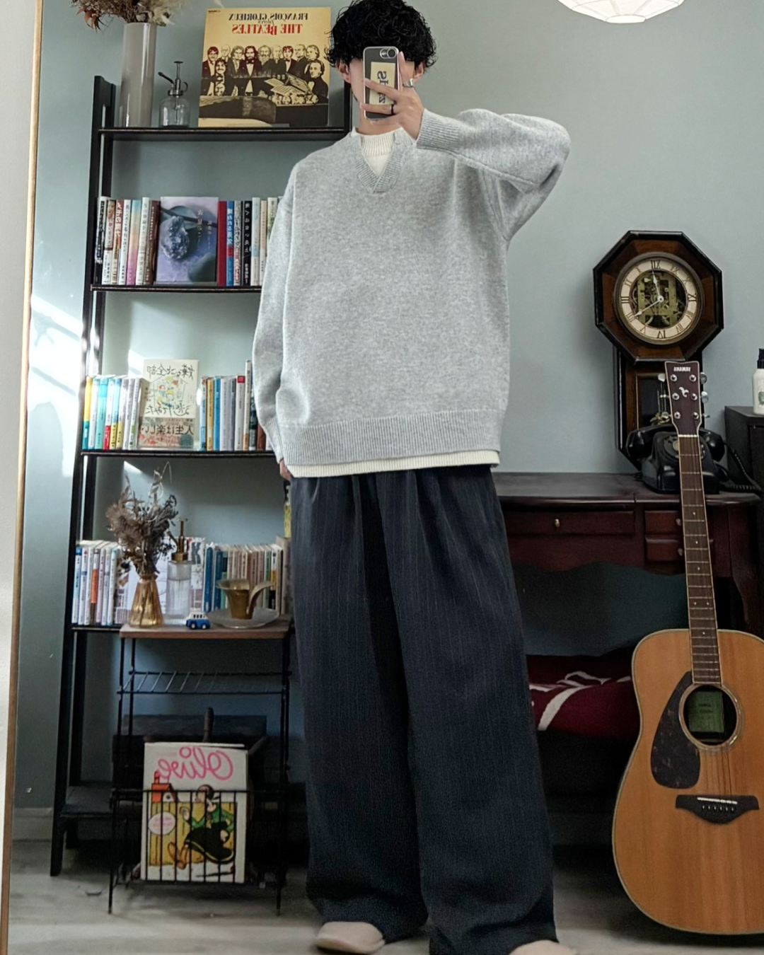 ウールブレンドレイヤードVネックセーター RR5004