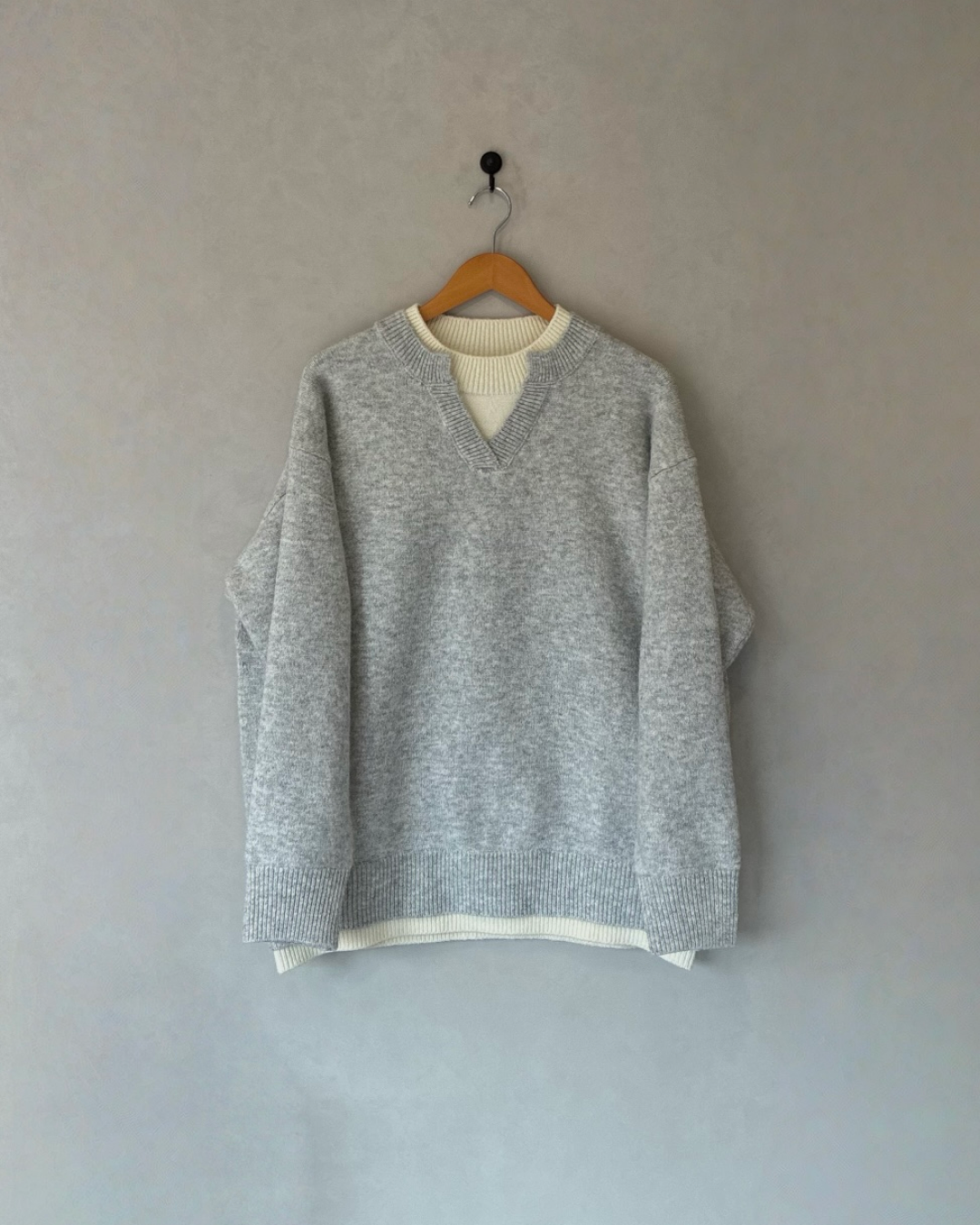 【即納】ウールブレンドレイヤードVネックセーター RR5004