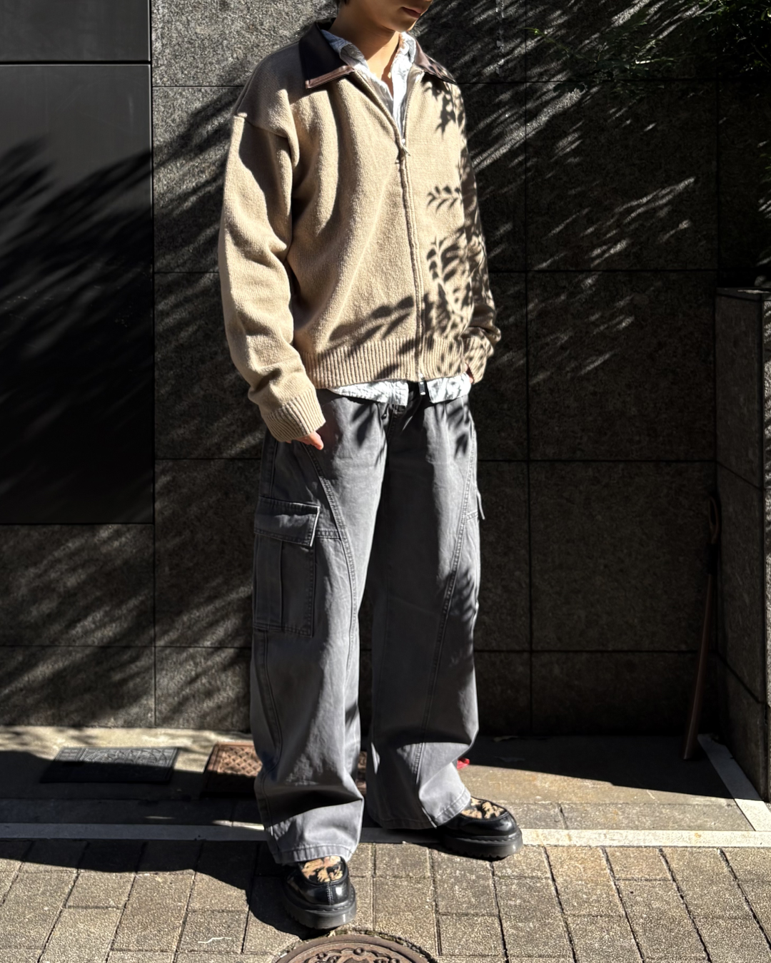 【即納】ジップアップレザーポロニット WR5001