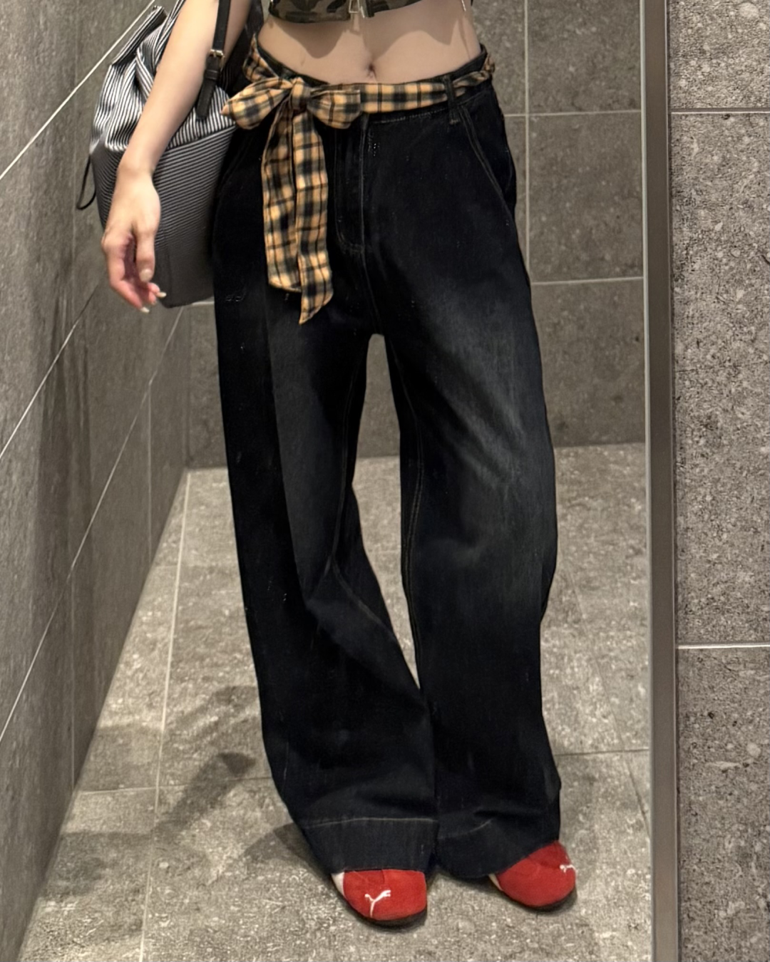 スカーフベルト付ストレートデニムパンツ RU0078