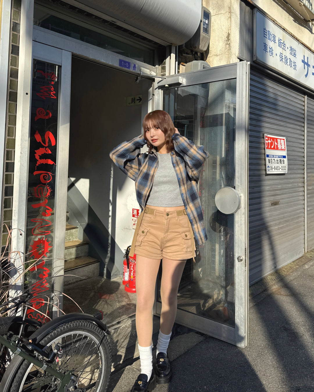 ワンポイントロゴチェックシャツ SA0125