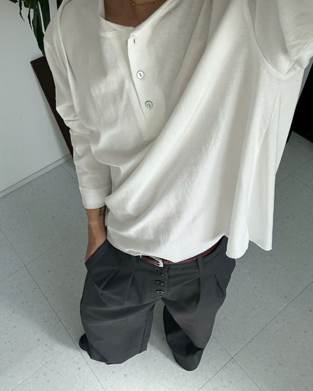 ヘンリーネックロングTシャツ SK0177