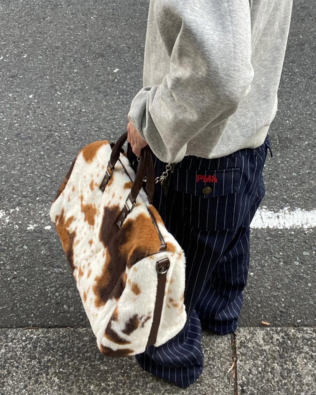 ショルダー付きカウ柄ファーボストンバッグ
SK0354