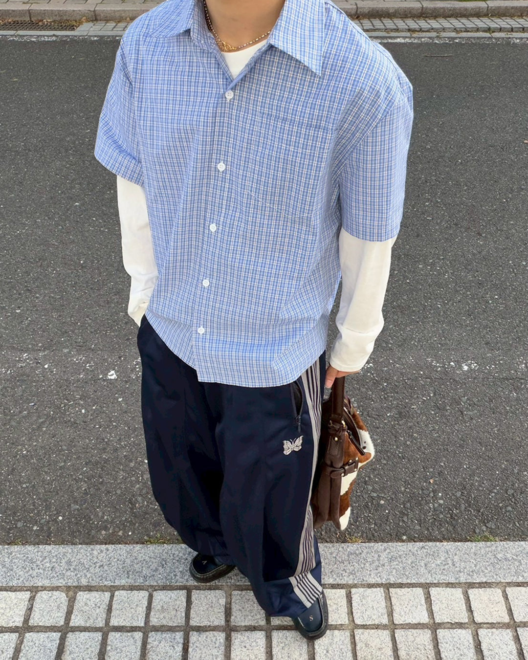 ブルーチェック半袖シャツ
SK0440