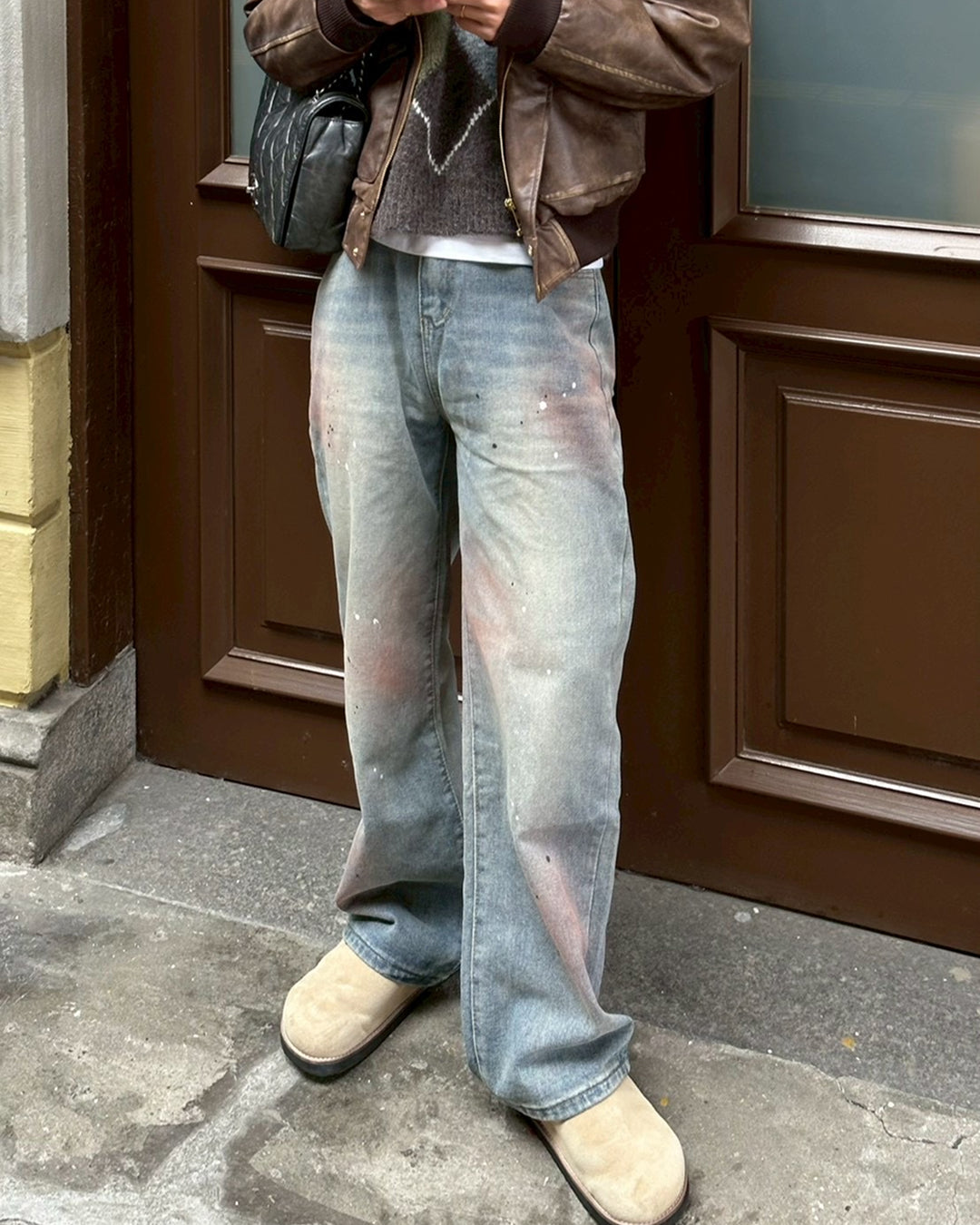 ピンクウォッシュペイントブルージーンズ
SK0410