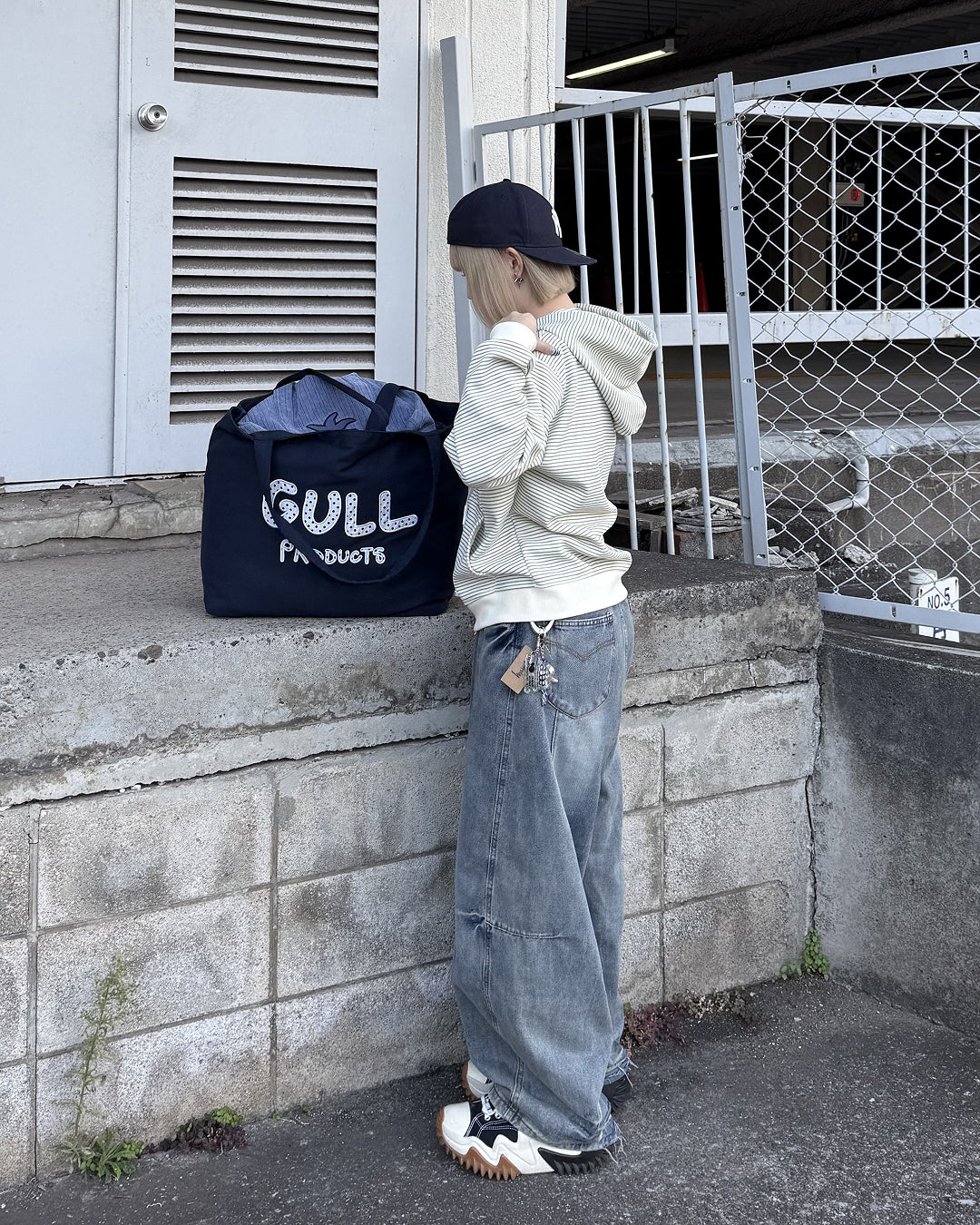 ボーダースウェットダブルジップフーディKC3001