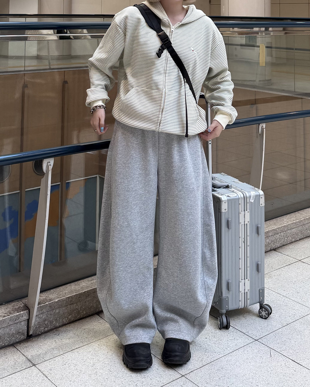 ボーダースウェットダブルジップフーディKC3001