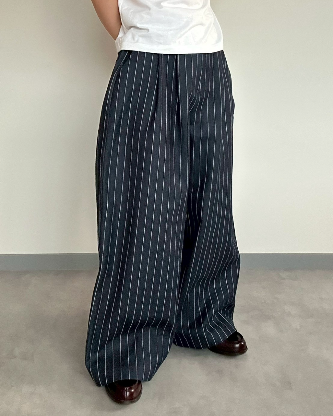 【11/25 19:00販売開始 オリジナル 即納】ストライプバギーカーブパンツ SK6001