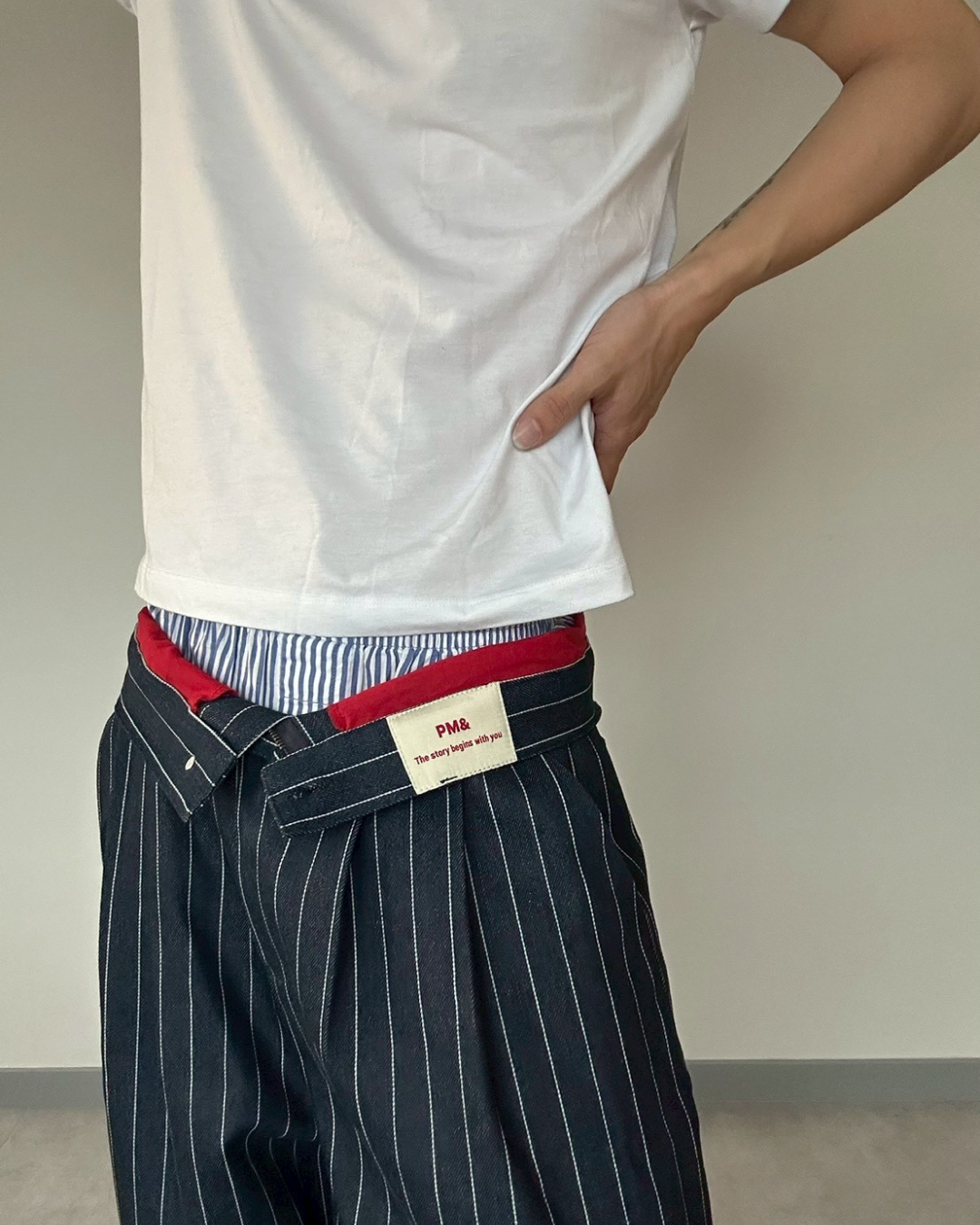 【11/25 19:00販売開始 オリジナル 即納】ストライプバギーカーブパンツ SK6001