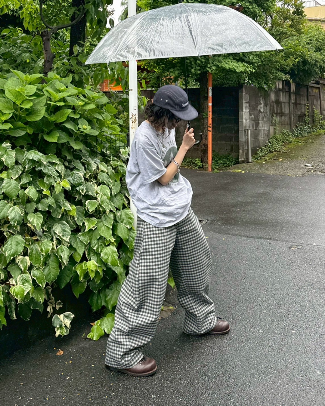 フロントポケットチェックパンツ KM1017