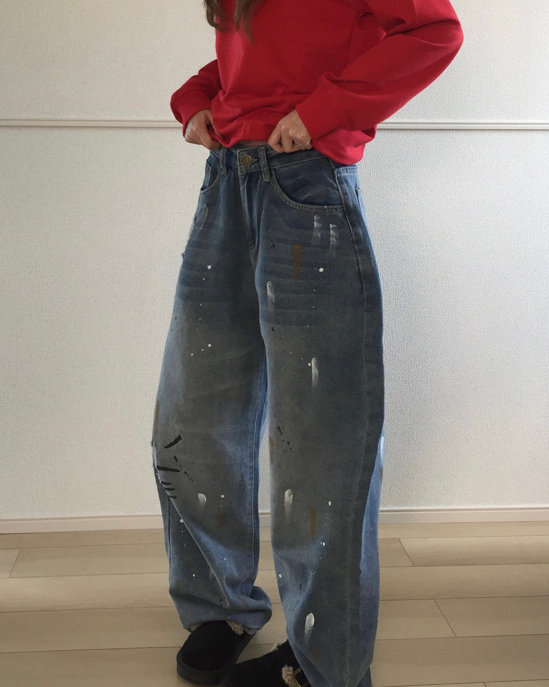 ペンキ加工バルーンウォッシュデニムパンツ SO0065