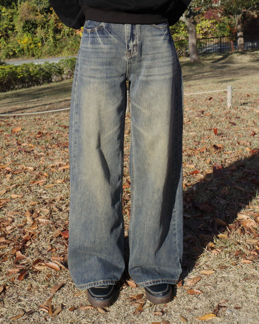 ワイドシルエットダメージジーンズ SR0019