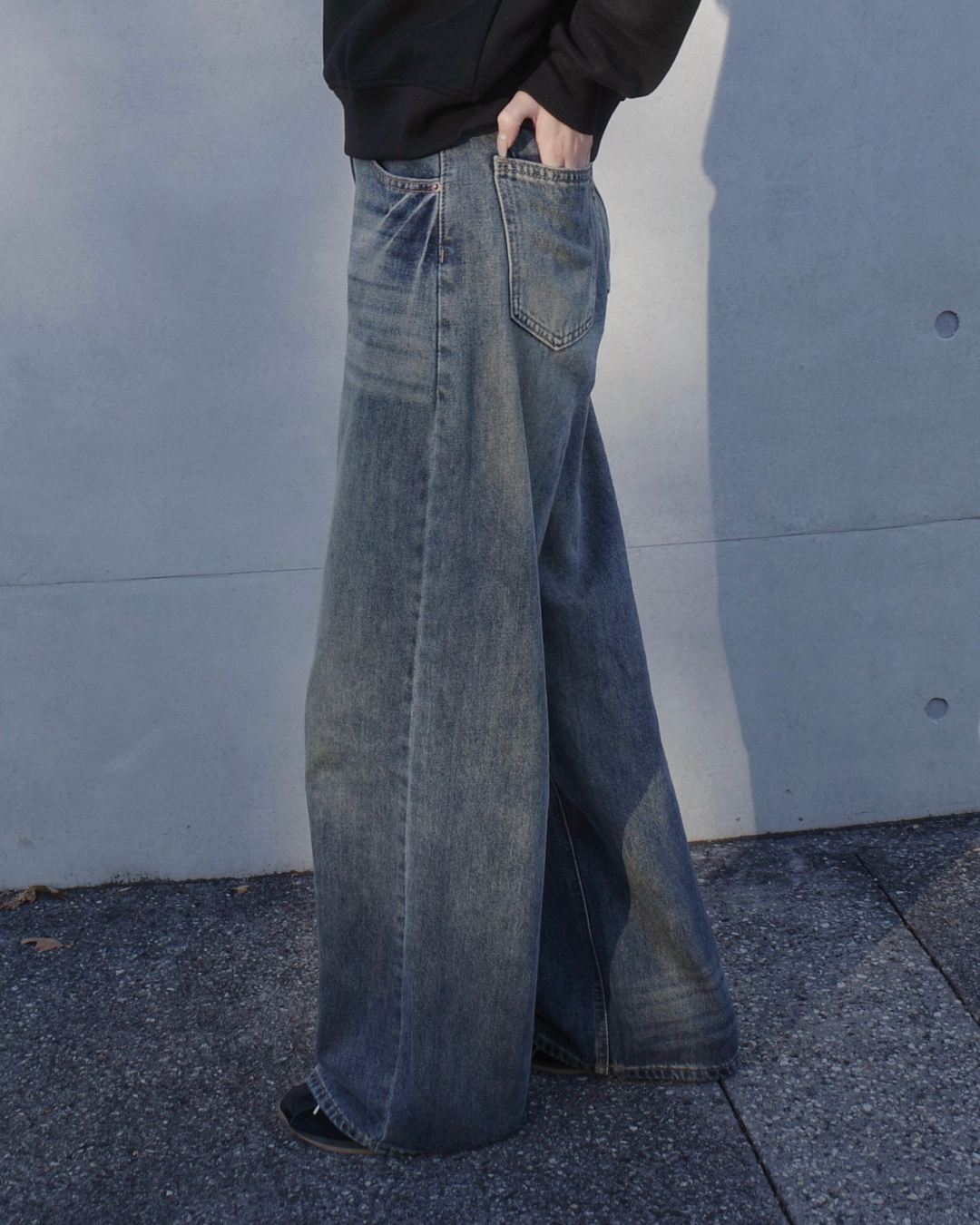 ワイドシルエットダメージジーンズ SR0019