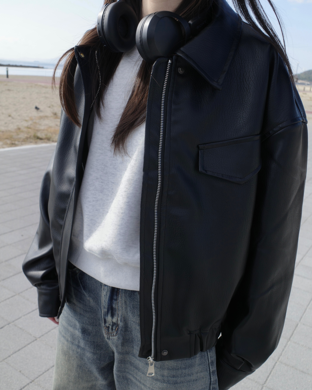 USA製 レザージャケット　ブラック　短丈 黒レザーショートジャケット 本革 短丈 古着