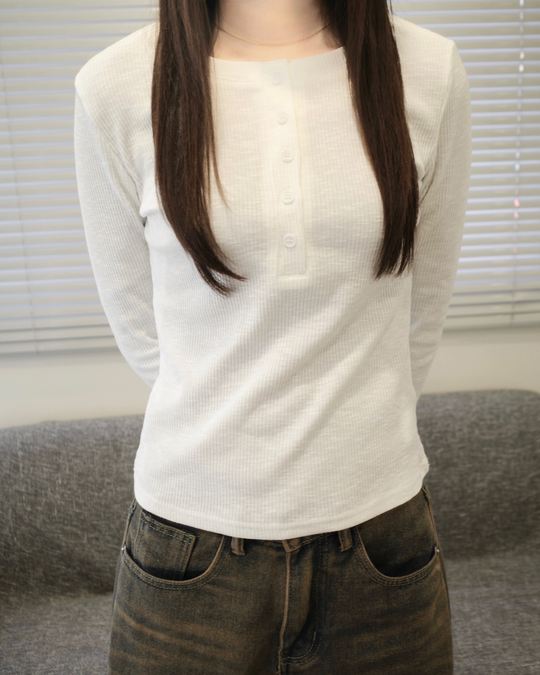 ミニマルヘンリーリブトップス SR0070