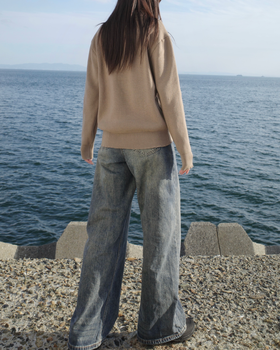 襟付きリブニットカーディガン SR0106