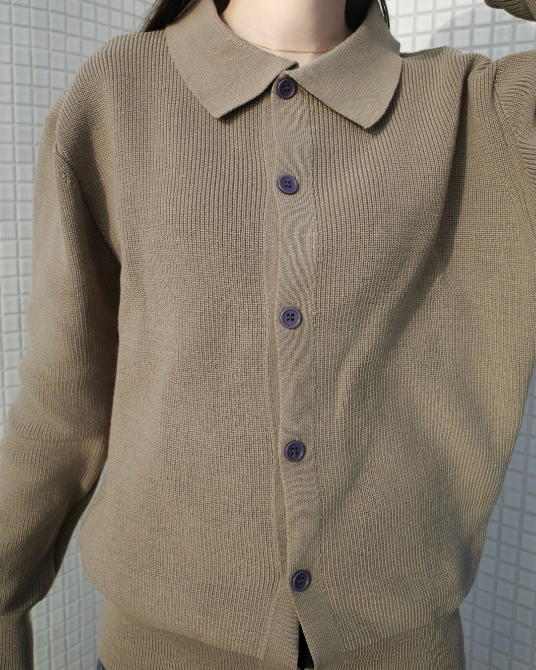 襟付きリブニットカーディガン SR0106