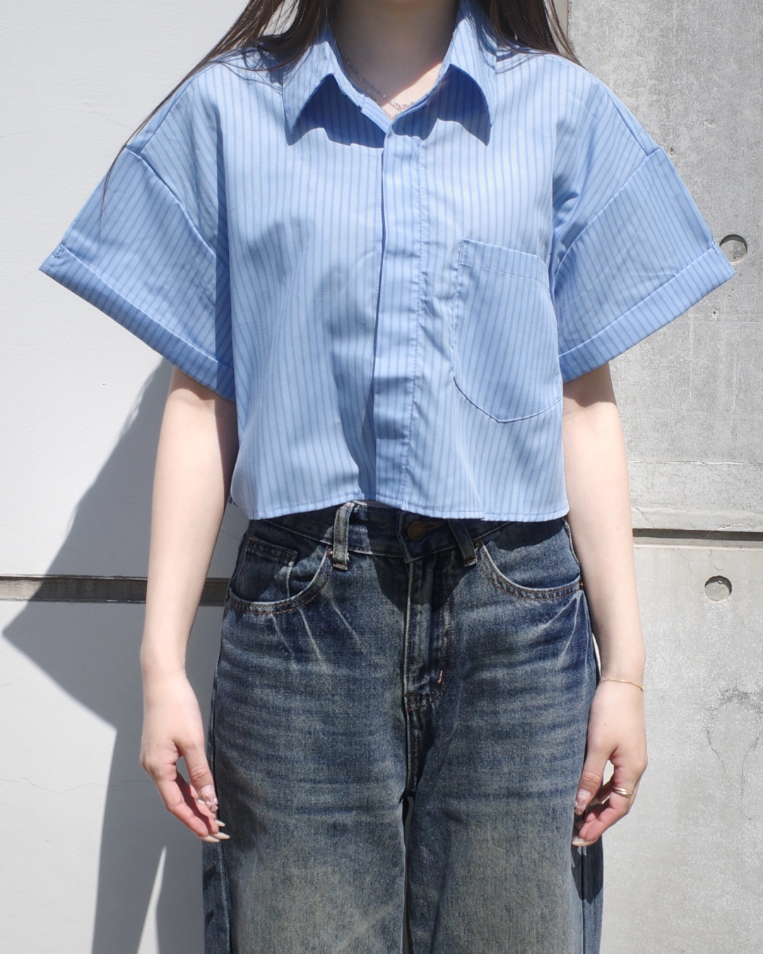 スリミングポプリンショートシャツSR0115