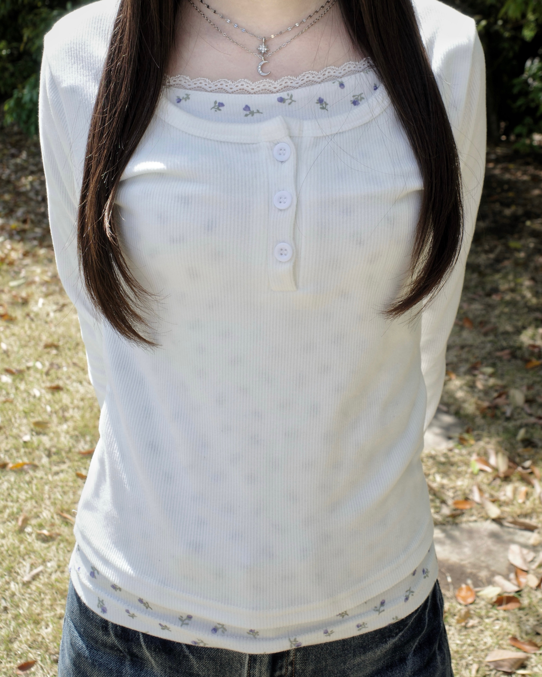 花柄レイヤードロンT SR0117