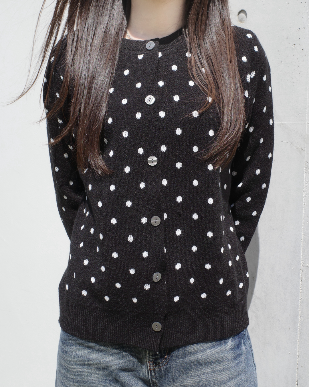水玉ニットカーディガン SR0143