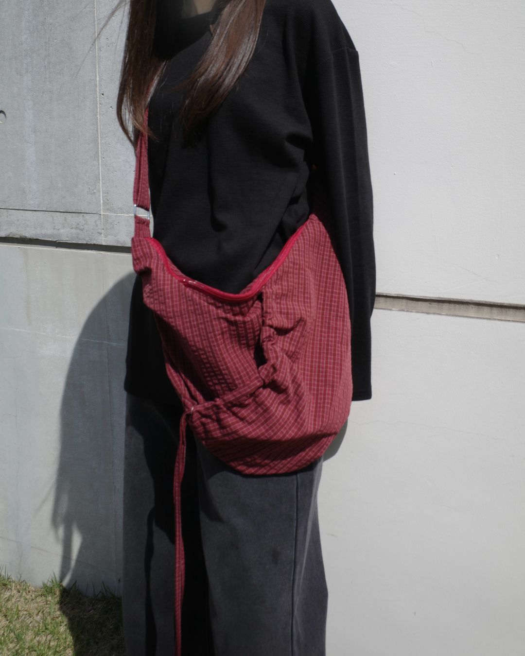 プリーツチェック柄ナイロンバッグSR0148