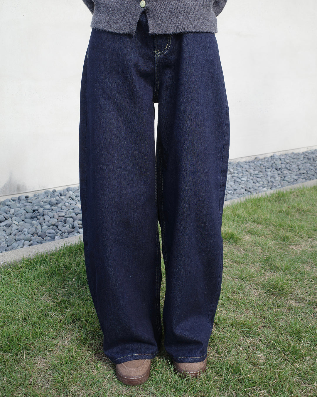 ダークブルーワイドデニムパンツ SR0353