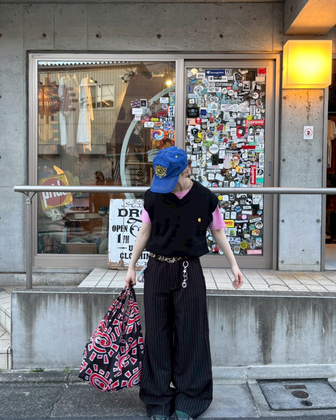 ストライプバレルレッグワイドパンツ SW1013