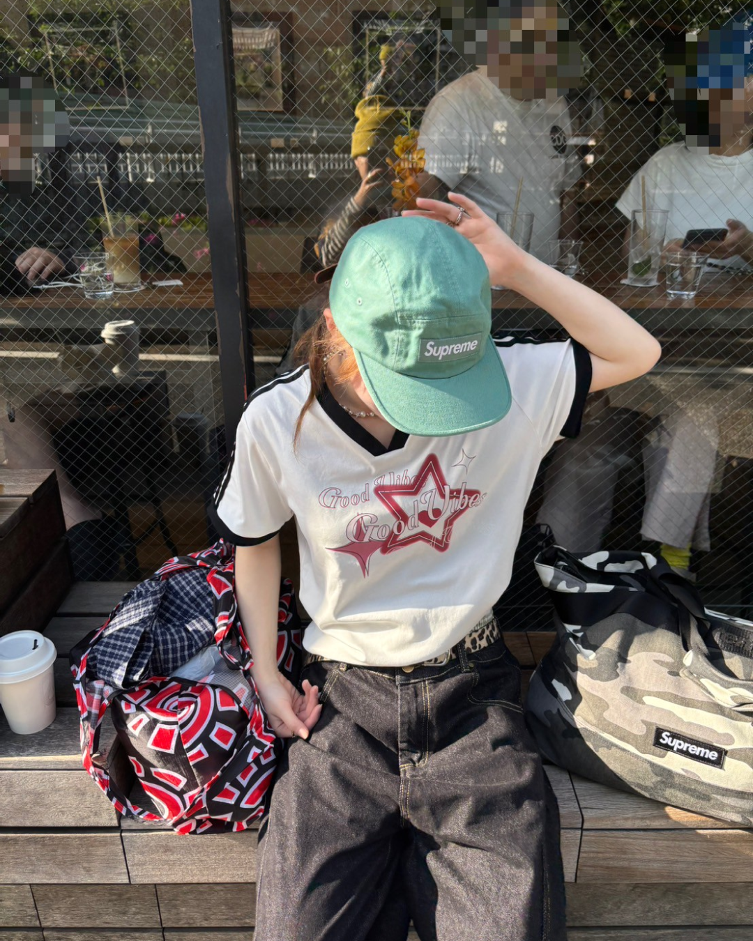 スターVネックリンガーTシャツ SW1018