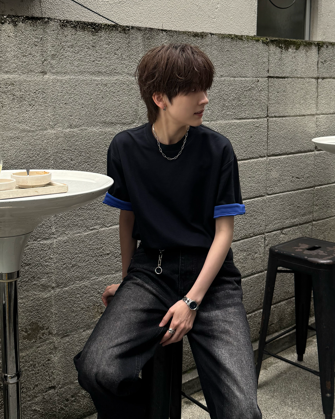 配色ロールアップTシャツSY0071