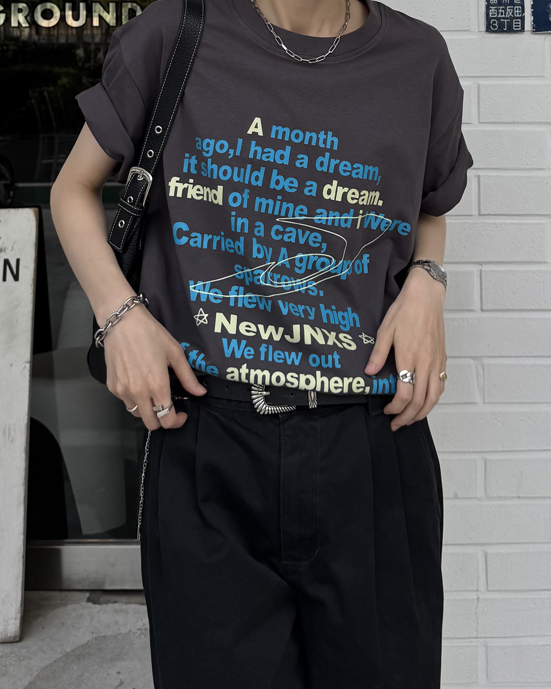 ヴィンテージレタープリントオーバーTシャツ SY0091