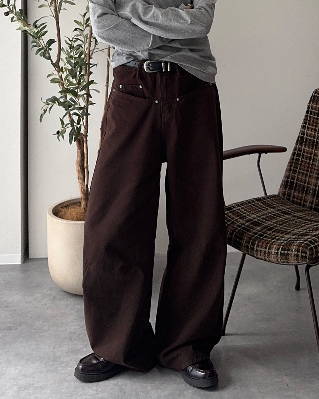 シルバーリベットカーブパンツ SY0140