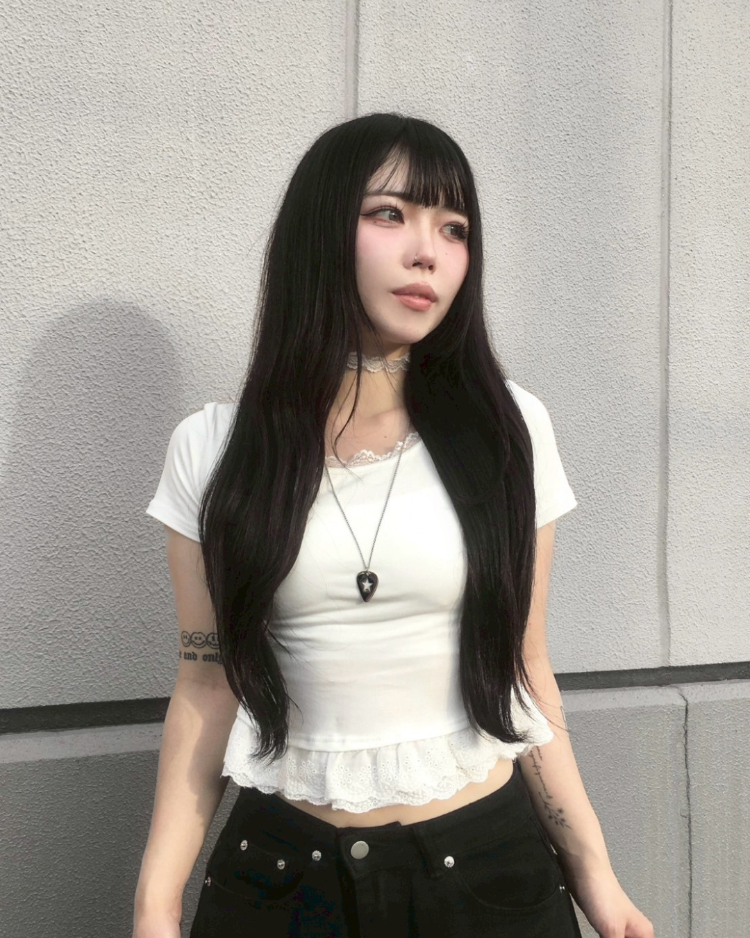 ラウンドネックフリルカットソー SY1007