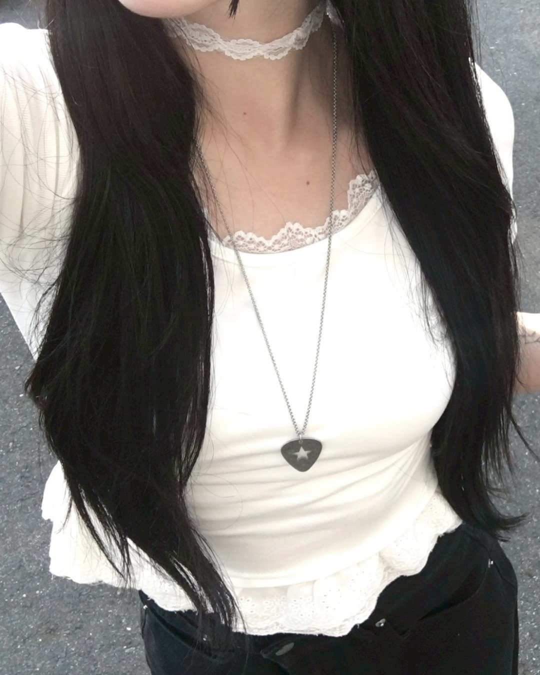 ラウンドネックフリルカットソー SY1007