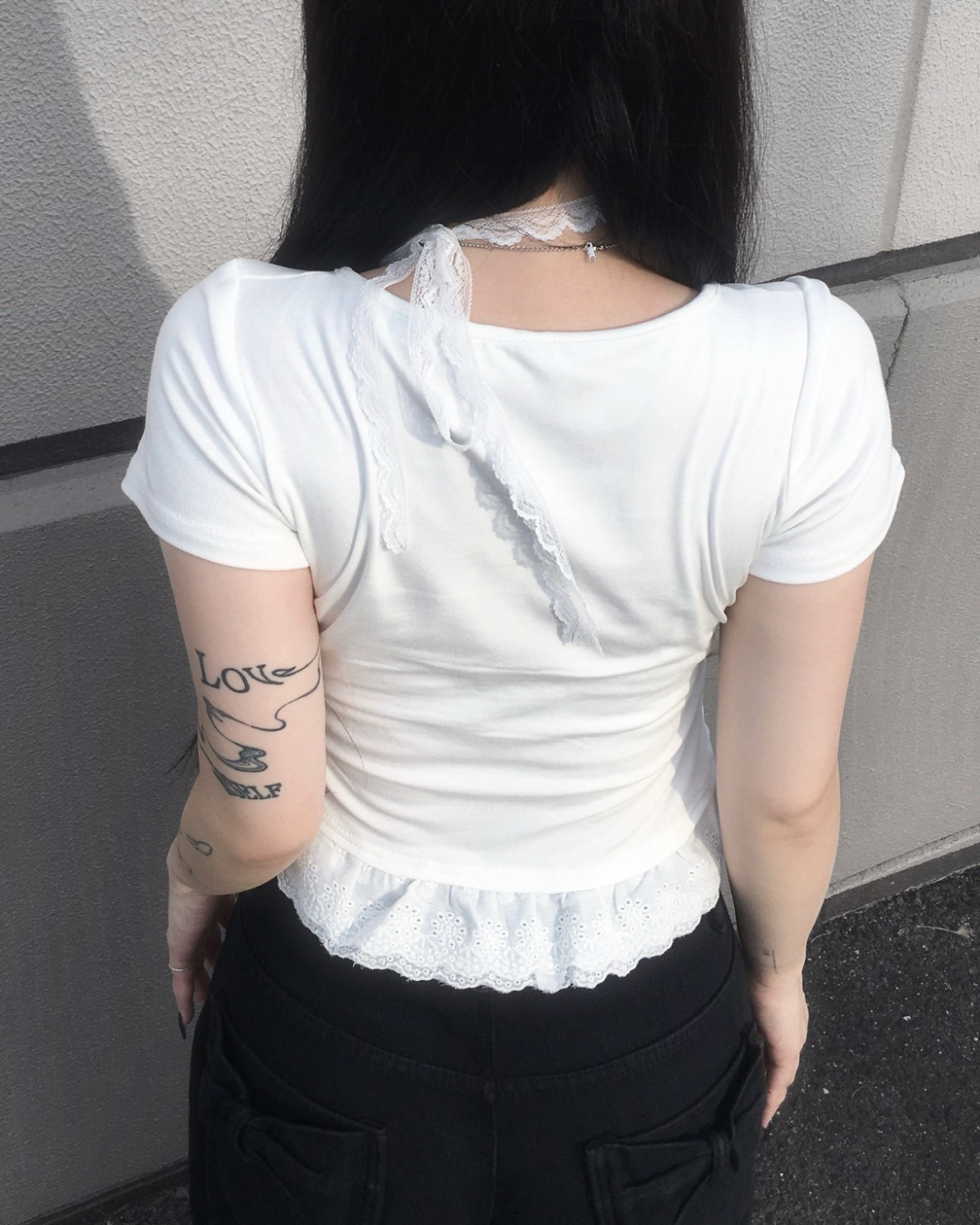 ラウンドネックフリルカットソー SY1007