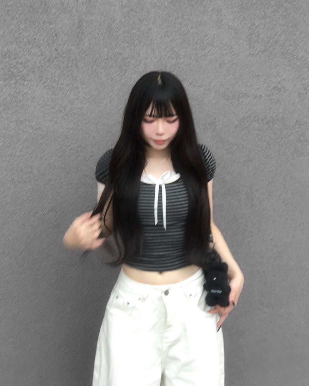 ボーダーパフスリーブTシャツ SY1015