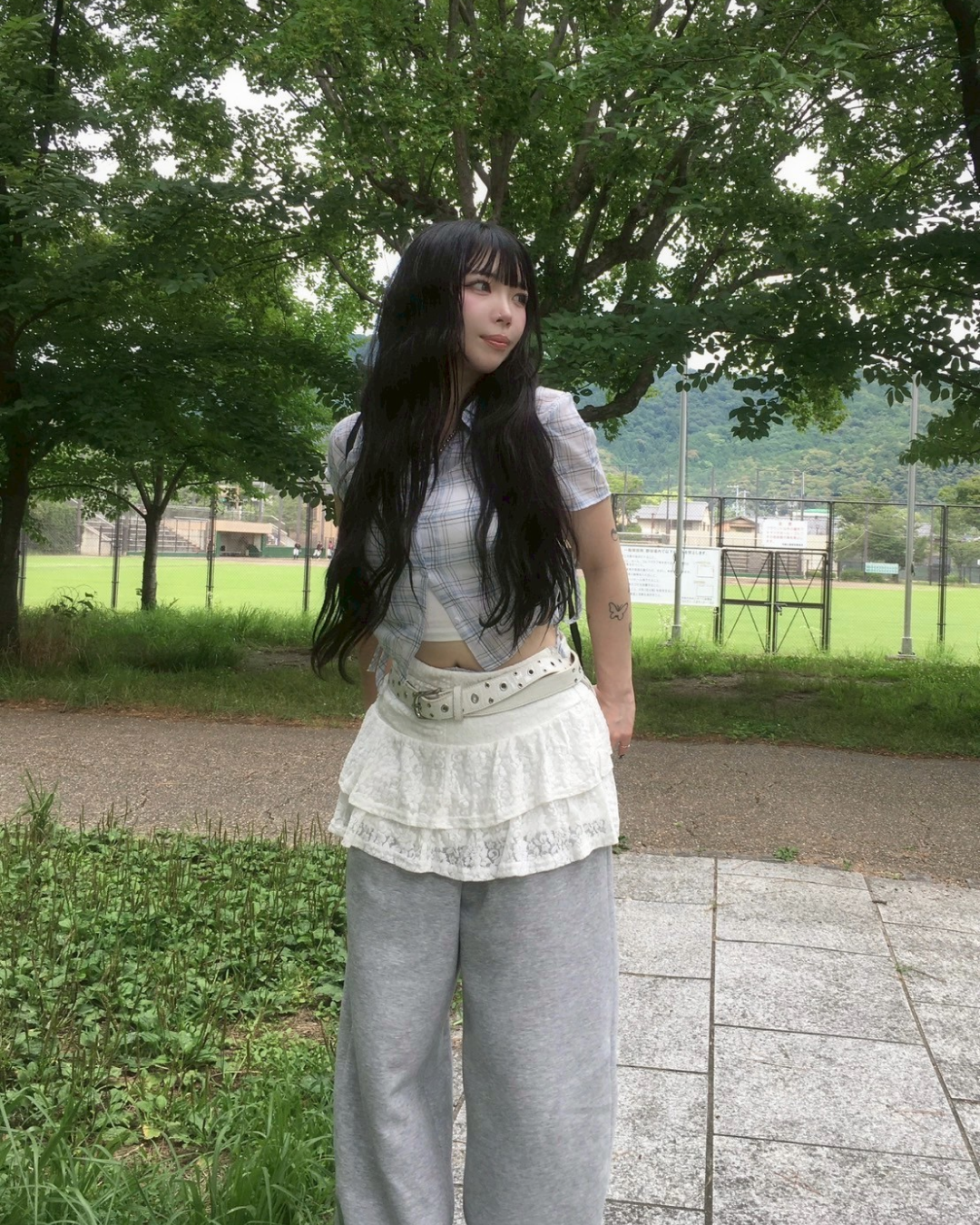 チェックギャザーシャツ SY1016