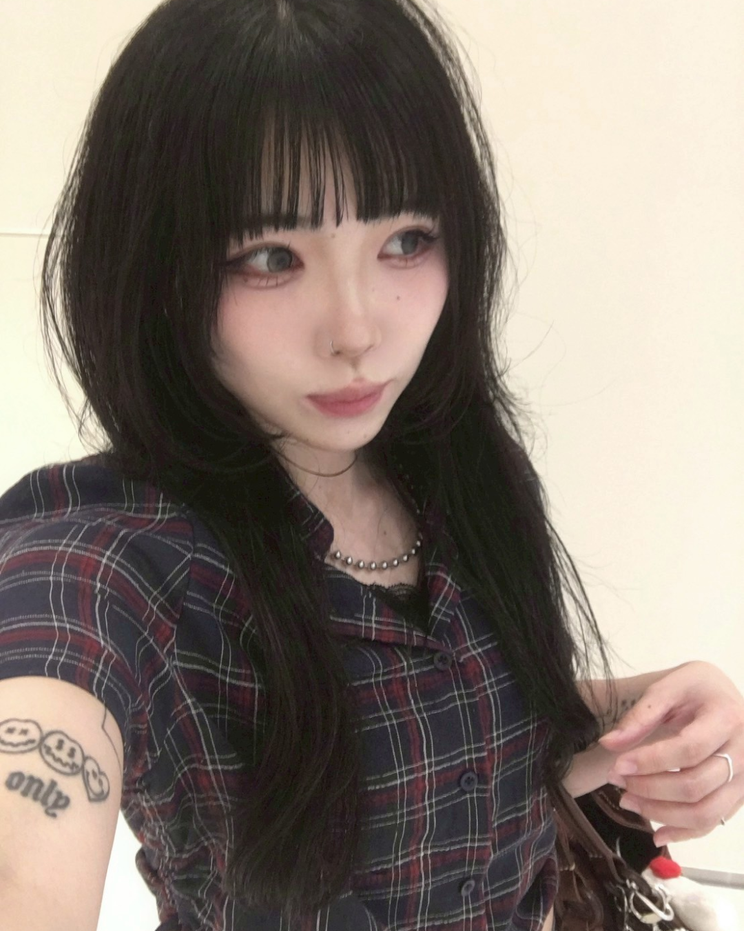 チェックギャザーシャツ SY1016