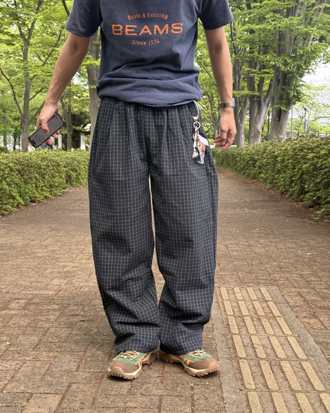 ブラックチェックワイドレッグパンツ SZ0050