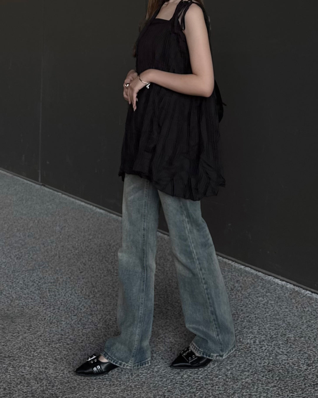 ウォッシュドワイドデニムパンツ TH0112