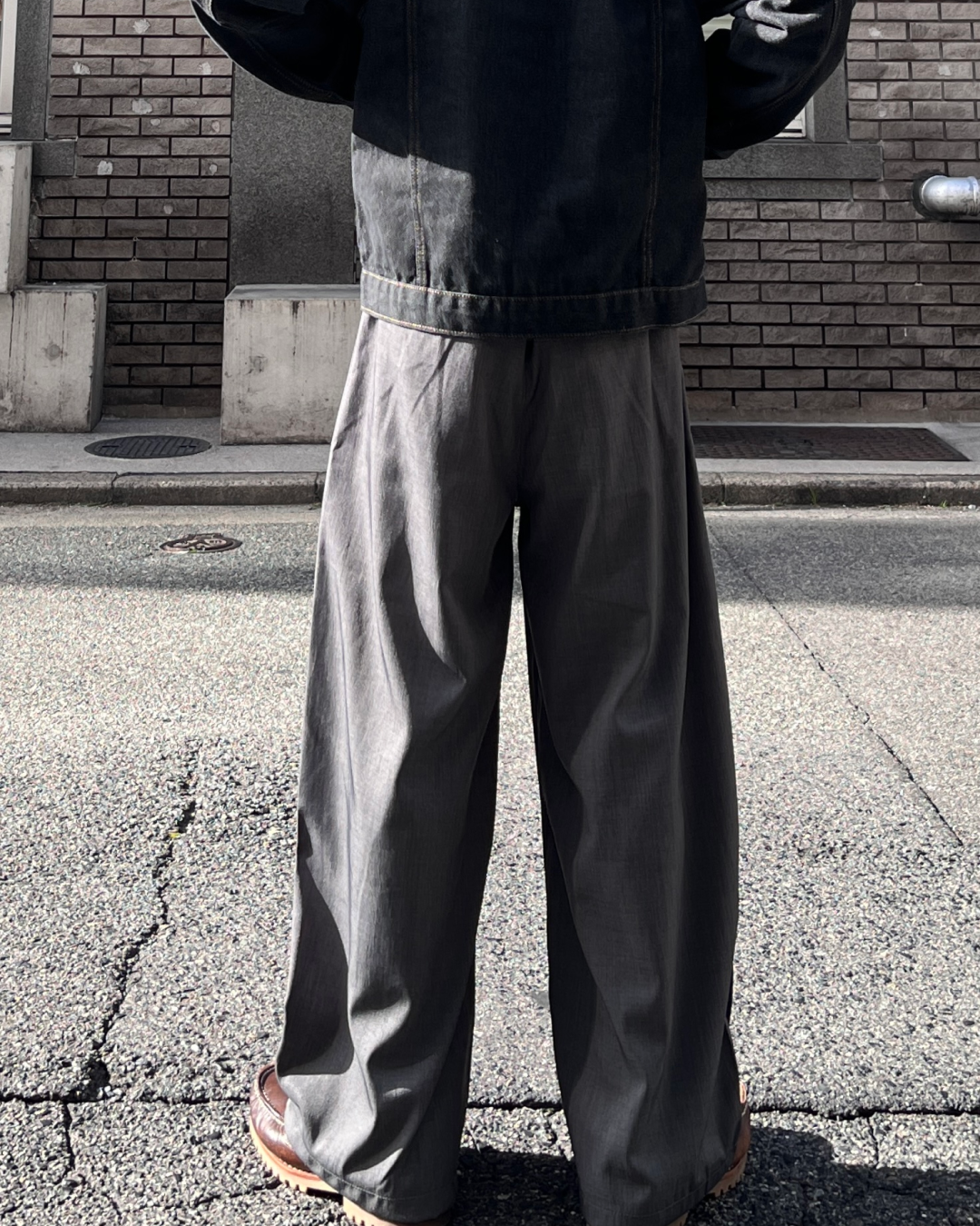 グレーワイドスラックス TK0015