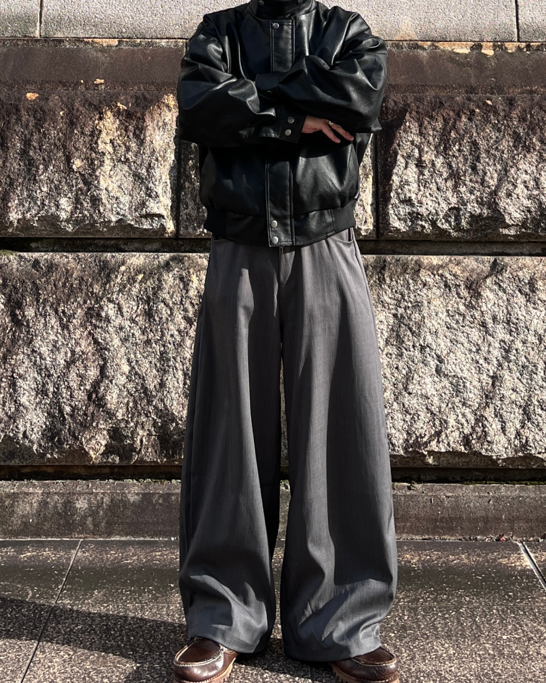 グレーワイドスラックス TK0015