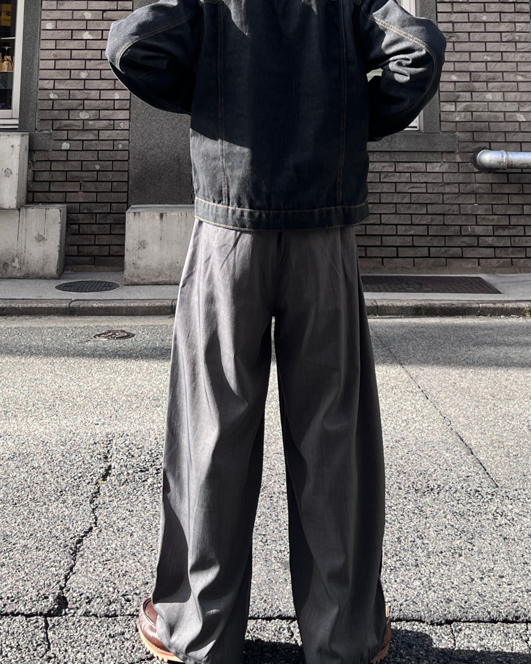 グレーワイドスラックス TK0015