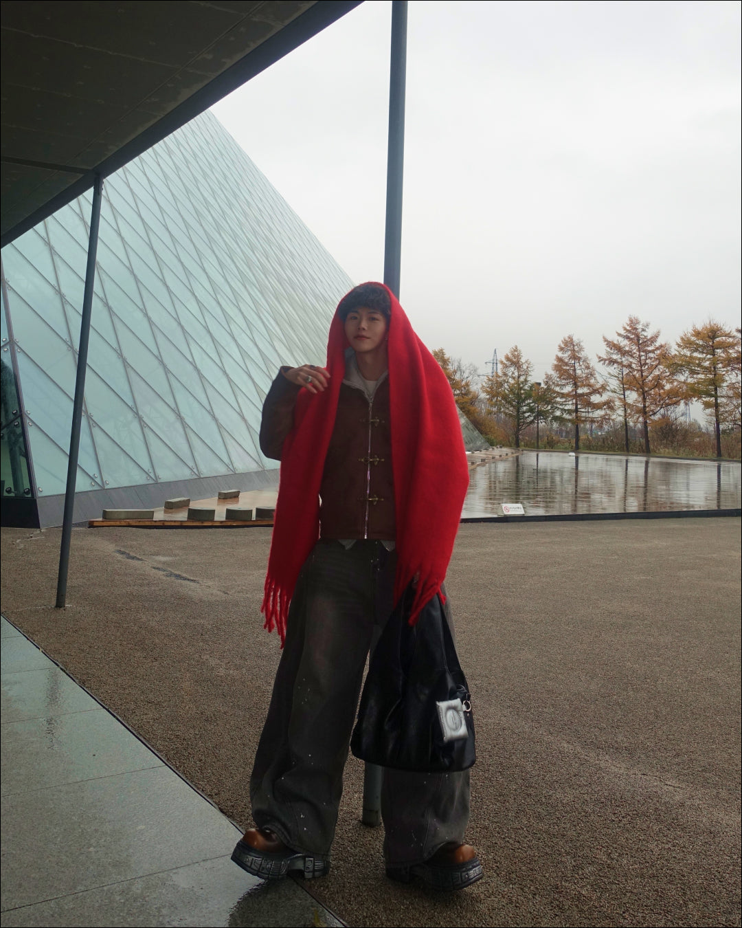 ワンカラー大判マフラー TN0259