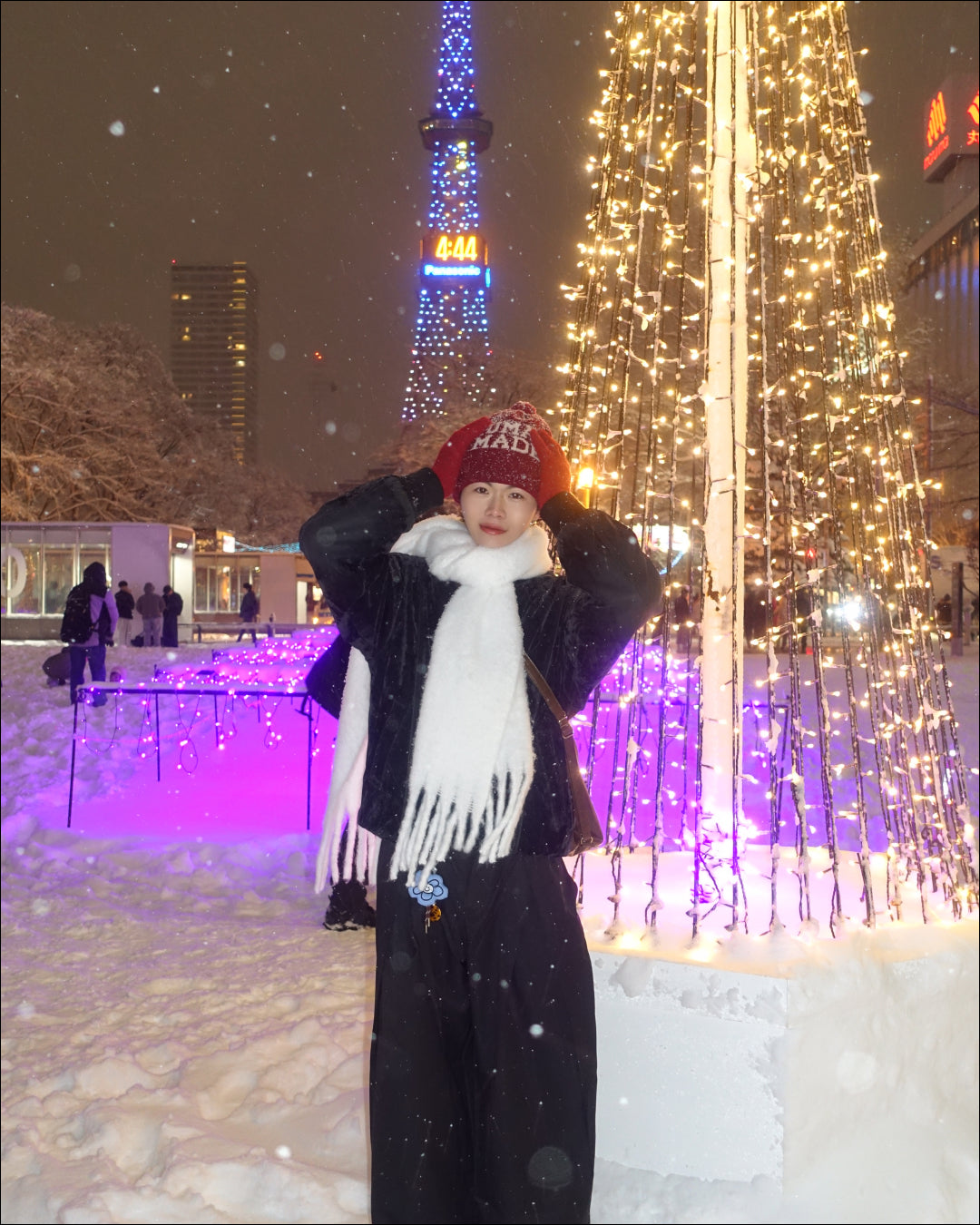 フリンジホワイトマフラー TN0304