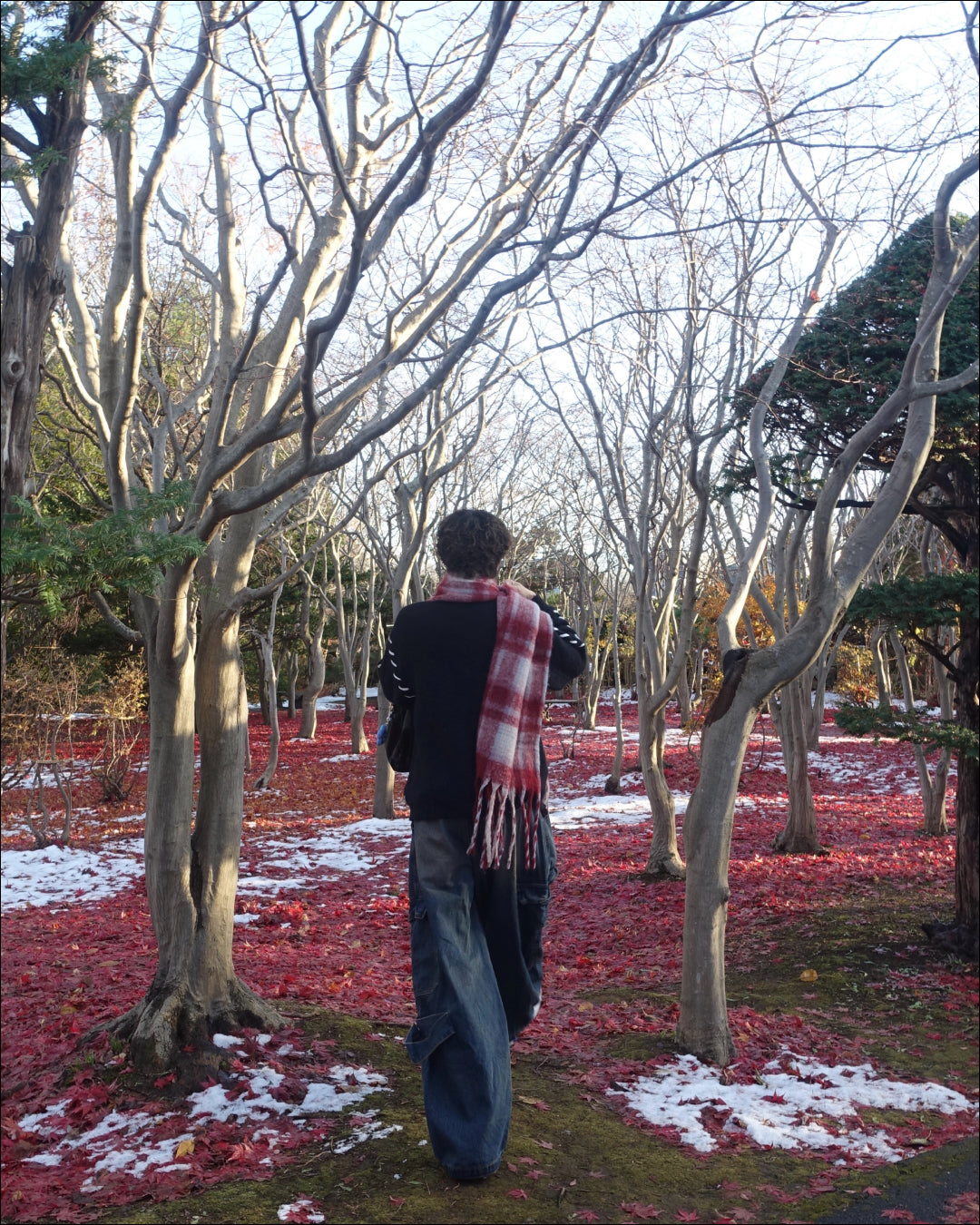 ワンカラーチェックマフラー TN0308