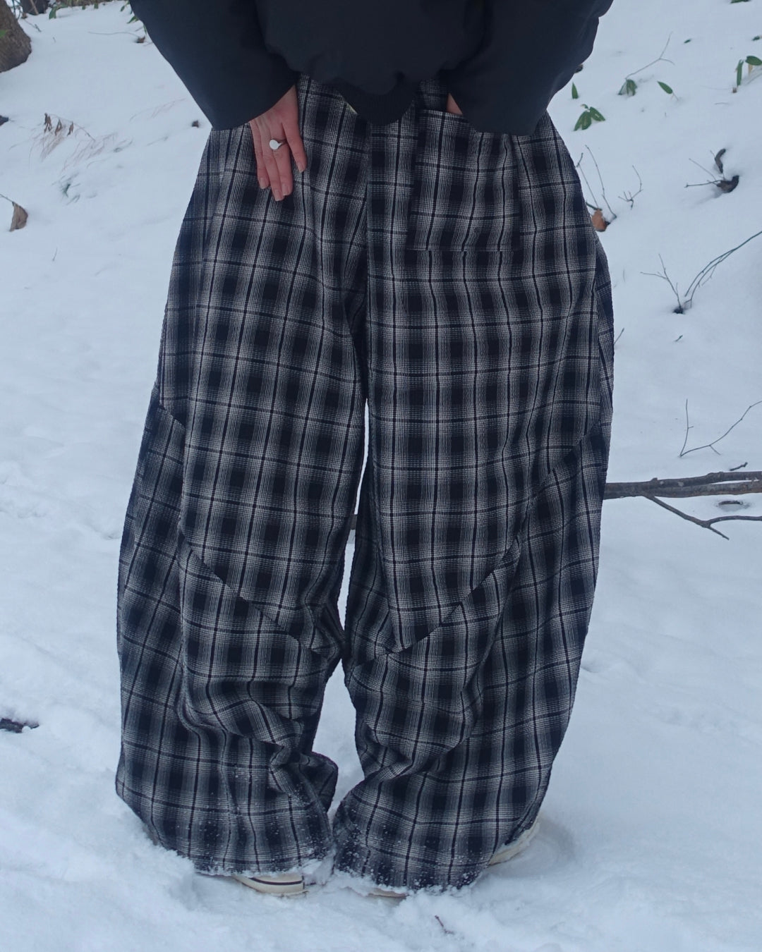 ワイドレッグチェックパンツ TN0311